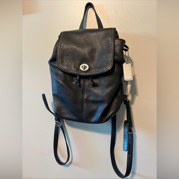 Coach Black Leather Backpack - Picture 1 of 16